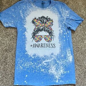 Autism Awareness-T-Shirt Bleached and sublimation printed Sz. M Gildan Soft Syle